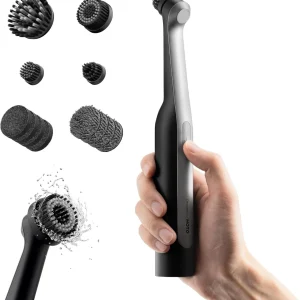 HOTO Wand Cordless Spin Scrubber, Electric Rechargeable Grout Gray Black